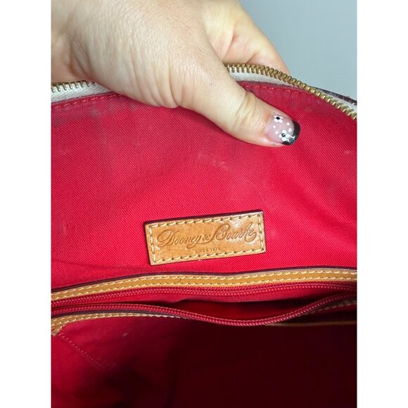 Vintage Dooney & Bourke Monogram Canvas Satchel Bag With Braided Leather Handles - Picture 9 of 11